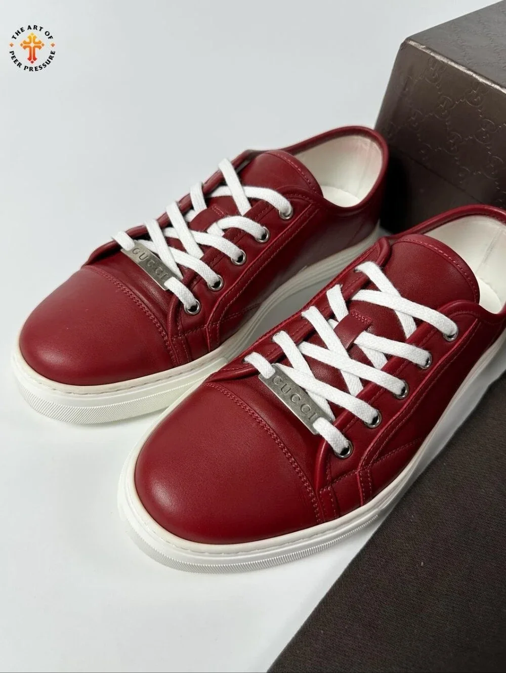 Gucci Red Leather Sneakers Men’s Size 8.5 – Pre-Owned No Box